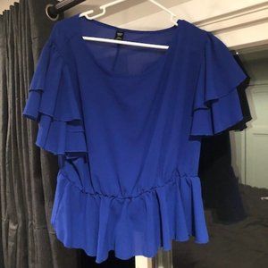 Royal blue babydoll/cinched waist short sleeve shirt